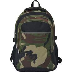 vidaXL Mochila de colegio 40 L negra y camuflaje Multicolor