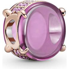 Saffier Bedels en Hangers Pandora Oval Cabochon Charm - Rose Gold/Pink