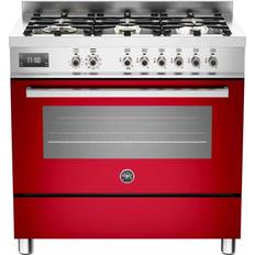 6 Burners - 90cm Induction Cookers Bertazzoni PRO906MFESROT Red