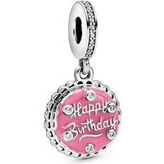 Pandora Birthday Cake Dangle Charm - Silver/Pink/Transparent