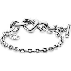 Schmuck Pandora Knotted Heart T-Bar Bracelet - Silver