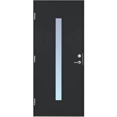 Svart Ytterdörrar Scandidoor Torp Ytterdörr Frostat glas S 9000-N V (90x200cm)