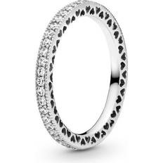 Silber Ringe Pandora Sparkle & Hearts Ring - Silver/Transparent