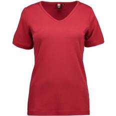 ID Ladies Interlock V-Neck T-Shirt - Red