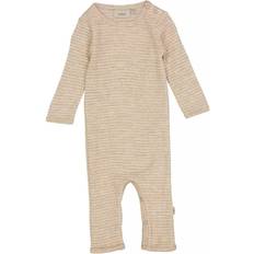 Wheat Plain Wool Jumpsuit - Khaki Stripe (9311e-779-3206)