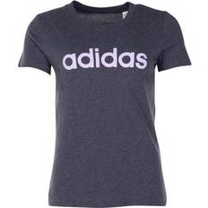 Adidas Women Essentials Linear T-shirt - Dark Gray Heather/Purple Tint