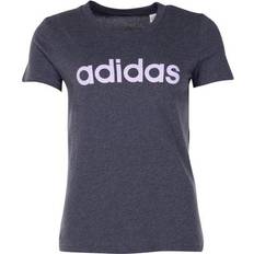 adidas Women Essentials Linear T-shirt - Dark Gray Heather/Purple Tint
