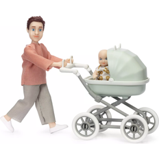 Lundby Dolls for Doll House Man with Baby & Trolley 60808300