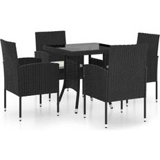 Noir Ensembles repas de patio vidaXL 3059413 Ensemble repas de patio, 1 Table incluse 4 Chaises