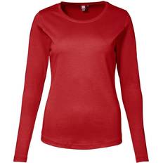 Dame - Rød Tøj ID Ladies Interlock Long Sleeved T-shirt - Red