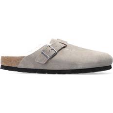 Birkenstock Slip-On Outdoor Slippers Birkenstock Boston Shearling Suede Leather - Stone Coin