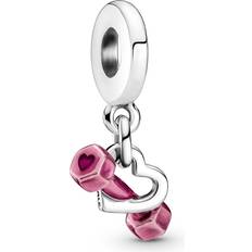 Pandora Ciondoli e Pendenti Pandora Dumbbell & Heart Dangle Charm - Silver/Pink