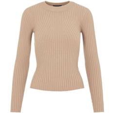 Pieces Pccrista Ls O-neck Knit Silver Mink - Female Rosa