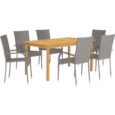 vidaXL 3067788 Juego de comedor de patio, 1 Mesa incl. 6 Sillas