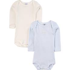 Petit Bateau Baby Bodies 2-pack LS - White/Blue Stripe (A00AR-00)