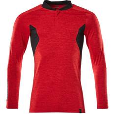 Røde Pikéskjorter Mascot Accelerate Long Sleeved Polo Shirt - Traffic Red/Flecked/Black