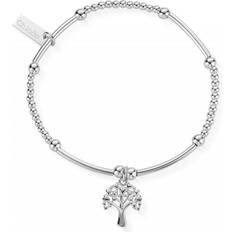 ChloBo Cute Mini Heart Tree Of Life Bracelet - Silver