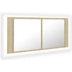 Marron Miroirs de salle de bain vidaXL Armoire Salle De Bain À Miroir LED 100 x 12 x 45 cm