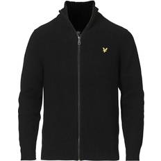 Lyle & Scott Vesten Lyle & Scott Knitted Rib Zip Through Cardigan - Jet Black