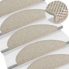 Polyester Stair Carpets vidaXL 32687115-pack Brown, Beige, Grey, Silver 25x65cm