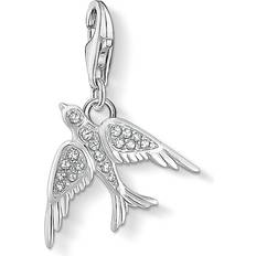 Thomas Sabo Bird Charm Pendant - Silver/Transparent