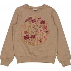 Blomstrede Sweatshirts Børnetøj Wheat Flower Circle Embroidery - Khaki Melange