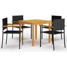 Nero Set da pranzo per patio vidaXL 3067715 Set da pranzo per patio, 1 Tavolo incluso 4 Sedie