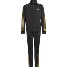 adidas Team Polyester Regular 3-stripes Tracksuit - Black/Gold Metallic (H26621)