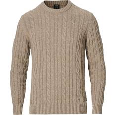 HUGO BOSS Namazio Cable Crew Neck Sweater - Open Brown