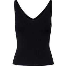 Nanna V-Neck Sleeveless Top - Black/Black