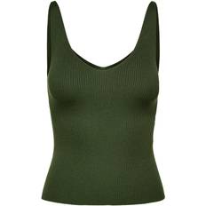 Jacqueline de Yong Nanna V-Neck Sleeveless Top - Green/Kalamata