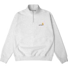 Carhartt Herren Pullover Carhartt Half Zip American Script Sweatshirt - Ash Heather