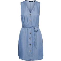 Vero Moda Viviana V-neck Sleeveless Dress - Light Blue Denim