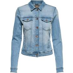 Femme - Élasthanne/Lycra/Spandex Vestes Only Tia Life Short Denim Jacket - Blue/Light Blue Denim