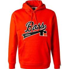 HUGO BOSS Orange Jumpers HUGO BOSS x Russell Athletic Exclusive Logo Cotton-Blend Hooded Sweatshirt - Orange