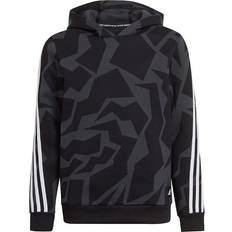 adidas Kid's Future Icons 3-Stripes Graphic Hoodie - Carbon/Black/White (GT9430)