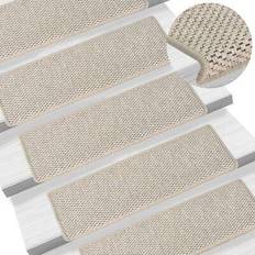 Color sólido Alfombras de escalera vidaXL 326883 15-pack Plata cm