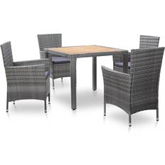 Gris Ensembles repas de patio vidaXL 46022 Ensemble repas de patio, 1 Table incluse 4 Chaises