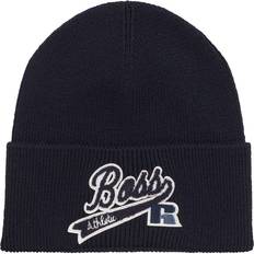 HUGO BOSS Beanies HUGO BOSS x Russell Athletic Exclusive Logo Ribbed Beanie Hat - Dark Blue