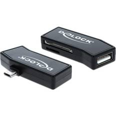 Muistikortinlukijat DeLock Micro-USB OTG Card Reader + 1x USB port (91730)