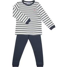 Blu Indumenti da notte Petit Bateau Boy's Organic Cotton Pyjamas with Sailor Stripes - Marshmallow Smoking/Smoking Blue (A01DE01040)