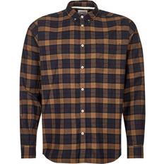 Norse projects anton Norse Projects Anton Brushed Flannel Check Shirt - Shale Stone