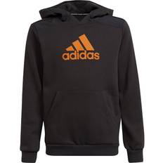 Focus carbon adidas Boy's Logo Hoodie - Carbon/Focus Orange (H07739)