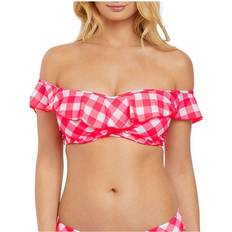 Checkered Bikinis Freya Totally Check Bardot Bikini Top - Tropical Punch