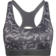 Adidas Believe This Medium Support Allover Print Sport Bra - Grey Three/Black