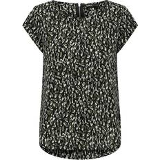 Only Vic All Over Print Short Sleeve Blouse - Black/Aop Raza Grafic