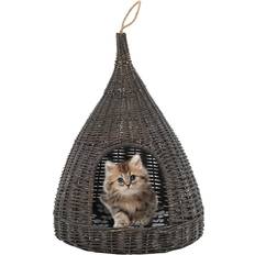 vidaXL Cesta Per Gatti Cuscino Grigio 40x60 cm Teepee Salice Naturale