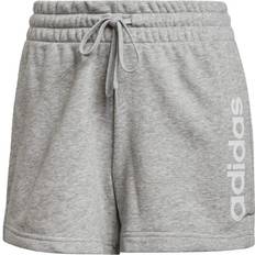 Adidas Women's Essentials Slim Logo Shorts - Medium Grey Heather/White