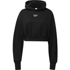 Reebok Damen Pullover Reebok Women Classics Cropped Heavyweight French Terry Hoodie - Black