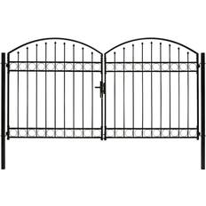 Black Gates vidaXL Fence Gate Double Door with Arched Top 300x225cm